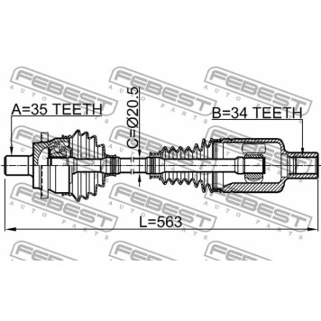 Приводной вал FEBEST 1614-211LH-1