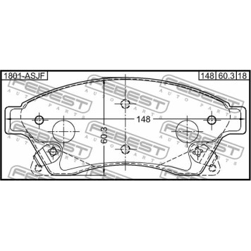 Колодки тормозные дисковые передний <b>FEBEST 1801-ASJF</b>-1