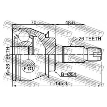 Шарнир приводного вала FEBEST 1910-R58