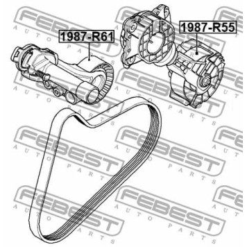 Натяжной ролик поликлинового ременя FEBEST 1987-R61-2
