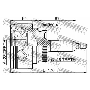 Шарнир приводного вала FEBEST 2110-EXP-3