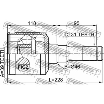 Шарнир приводного вала FEBEST 2111-F150LH-2