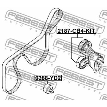 Натяжной ролик поликлинового ременя FEBEST 2187-CB4-KIT-3