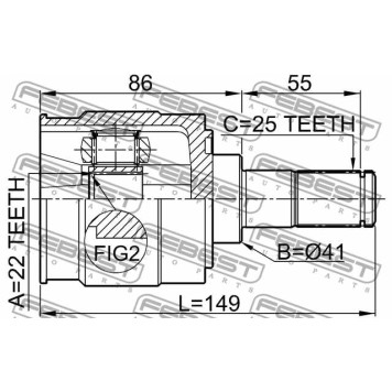 Шарнир приводного вала FEBEST 2211-CERII16-2