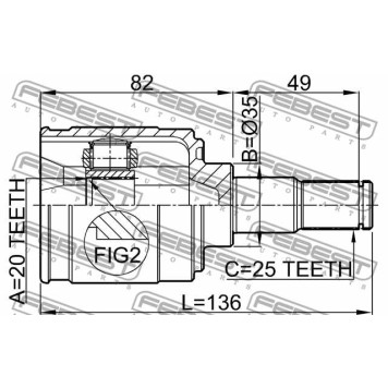 Шарнир приводного вала FEBEST 2211-PICMT-2