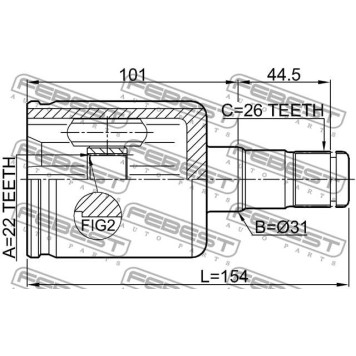 Шрус внутр левый VOLKSWAGEN POLO V SEDAN 2010- <b>FEBEST 2311-PV</b>-2