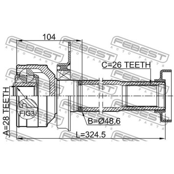 Шрус внутр правый VW TRANSPORTER T5 2003-2015 <b>FEBEST 2311-T5DRH</b>-2
