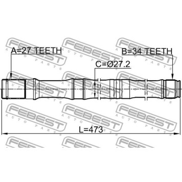 Полуось правая 34X474X27 подходит для AUDI Q3 2011- <b>FEBEST 2312-TIGRH</b>-1