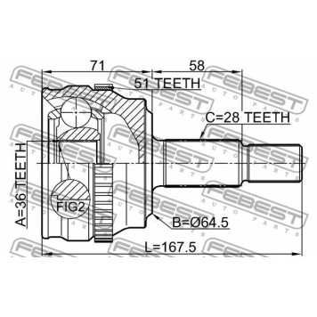 Шарнир приводного вала FEBEST 2410-MASTA51-1