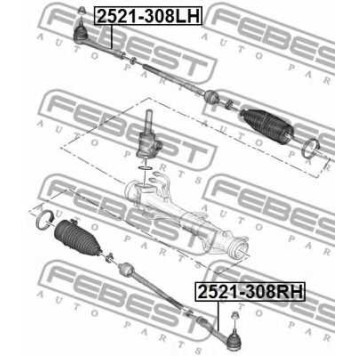 Наконечник поперечной рулевой тяги FEBEST 2521-308RH