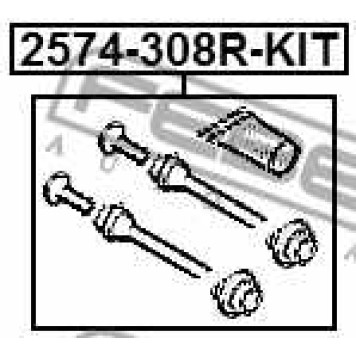 Направляющий болт корпуса скобы тормоза FEBEST 2574-308R-KIT-1