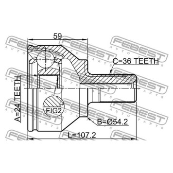 Шрус наружный 24X54.2X36 подходит для VOLVO V50 2004-2011 <b>FEBEST 2710-C70</b>-2