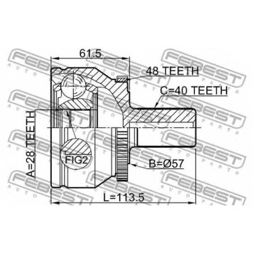 Шарнир приводного вала FEBEST 2710-XC90A48-1