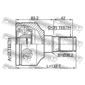 Шрус внутренний левый подходит для VOLVO V70 III 2008-2016 <b>FEBEST 2711-XC70LH</b>-1