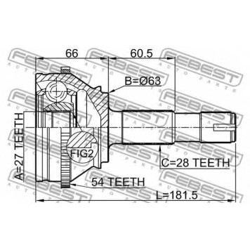 Шарнир приводного вала FEBEST 2810-DUCA54