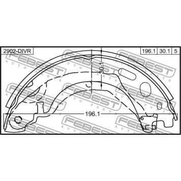Колодки барабанные подходит для Land Rover DISCOVERY III 2005-2009 <b>FEBEST 2902-DIVR</b>-1