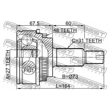 Шарнир приводного вала FEBEST 2910-DIIIR-1