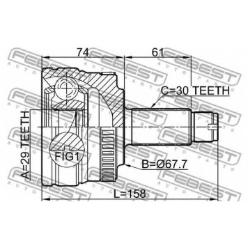 Шарнир приводного вала FEBEST 2910-RRIIIR-1