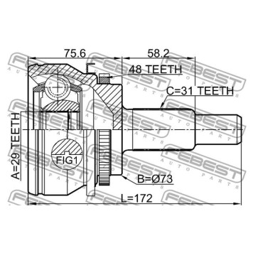 Шрус внешн задний подходит для Land Rover DISCOVERY III 2005-2009 <b>FEBEST 2910-RRSA48R</b>-2