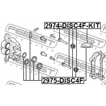 Ремкомплект суппорта тормозного переднего подходит для LAND ROVER DISCOVERY IV 2010-2016 <b>FEBEST 2975-DISC4F</b>