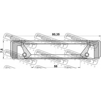 Уплотнительное кольцо приводного вала FEBEST 95GBY-60800808L-1