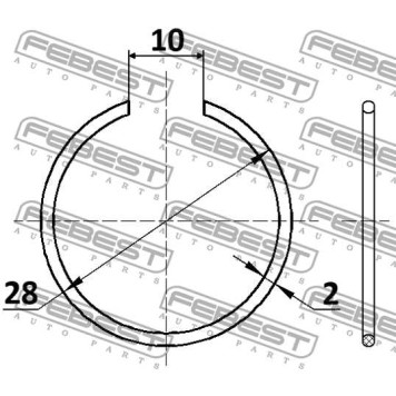 Кольцо стопорное 28X2 подходит для HONDA CR-V RD1 1996-2001 [GN] <b>FEBEST CC-1-28X2</b>-2