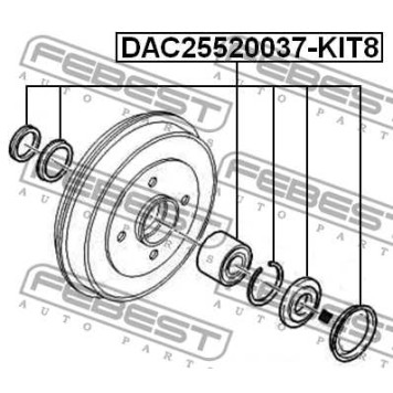 Подшипник ступицы задний CITROEN C3 2002-2009 <b>FEBEST DAC25520037-KIT8</b>-1