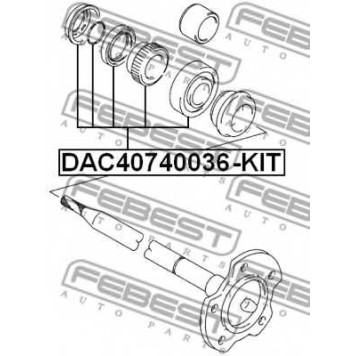 Комплект подшипника ступицы колеса FEBEST DAC40740036-KIT-1