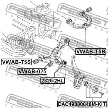 Подшипник ступицы передний VOLKSWAGEN AMAROK 2010- <b>FEBEST DAC49880048M-KIT</b>-1
