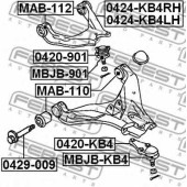 Ремкомплект, несущих / направляющих шарниров FEBEST MBJB-KB4
