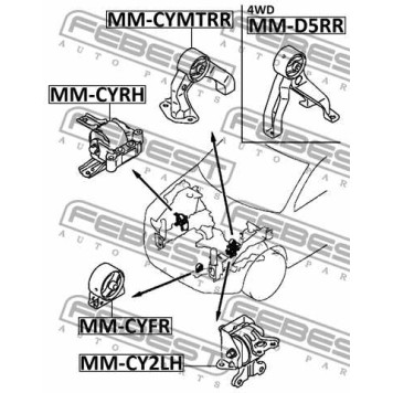 Подушка двигателя левая (гидравлическая) MT подходит для MITSUBISHI LANCER CY, CZ# 2007.03-2013.02 [EUR] <b>FEBEST MM-CY2LH</b>-2