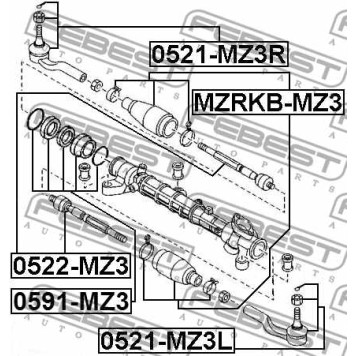 Пыльник рулевого управления FEBEST MZRKB-MZ3-1