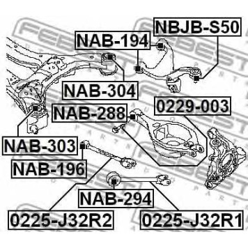 Втулка балки моста FEBEST NAB-303