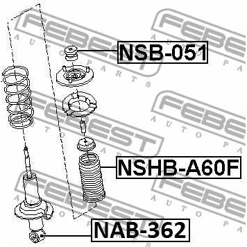 Сайлентблок переднего амортизатора INFINITI QX56 <b>FEBEST NAB-362</b>-1