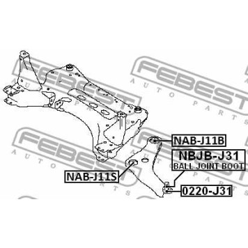 Сайлентблок рычага задний NISSAN QASHQAI UK MAKE J11E 2013- <b>FEBEST NAB-J11B</b>-2