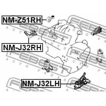 Подвеска двигателя FEBEST NM-J32RH