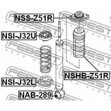 Опора амортизатора задняя NISSAN MURANO Z51 2007-2014 <b>FEBEST NSS-Z51R</b>-1