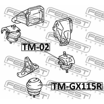 Подушка двигателя задняя (гидравлическая) подходит для TOYOTA CRESTA GX90, JZX9#, LX90, SX90 1992.10-1996.09 [JP] <b>FEBEST TM-GX115R</b>-1