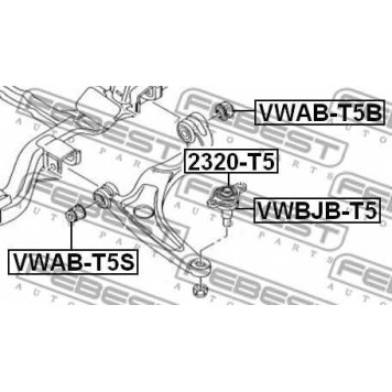 Подвеска рычага независимой подвески колеса FEBEST VWAB-T5B-1