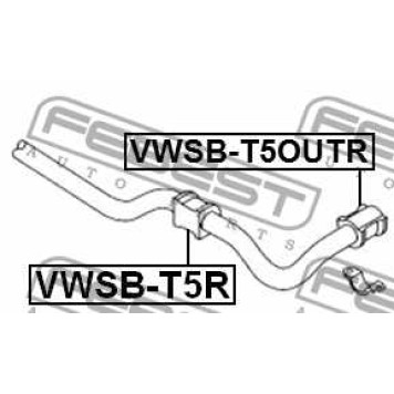 Втулка стабилизатора задняя VOLKSWAGEN TRANSPORTER V 03-15 <b>FEBEST VWSB-T5OUTR</b>-1