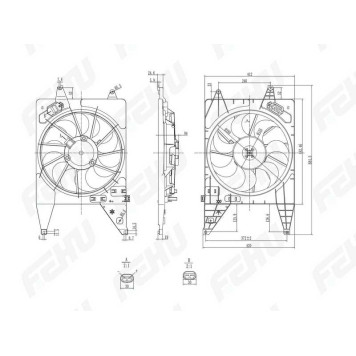Электровентилятор охлаждения с кожухом с резистором Lada Largus (12-)/Renault Logan (08-) A/C <b>FEHU FFC1066h</b>