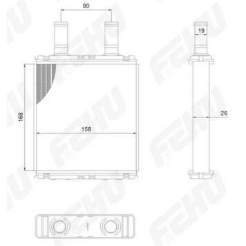 Радиатор отопителя ВАЗ 2170 Приора с кондиционером Halla алюминиевый несборный <b>FEHU FRH1101</b>-1