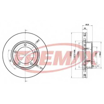 Диск торм. пер. вент.[313x32] 5 отв. MIN2 <b>FREMAX BD1265</b>