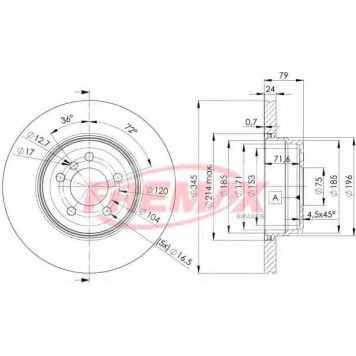 Диск торм. зад.вент.345x24 5 отв. MIN2 <b>FREMAX BD1971</b>