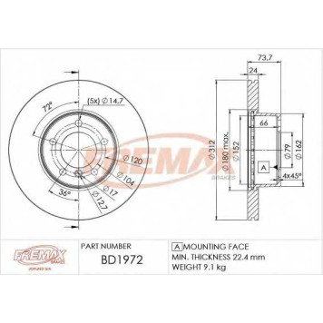 Тормозной диск FREMAX BD-1972