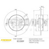 Диск торм. зад.259x9 5 отв.MIN2 <b>FREMAX BD2889</b>