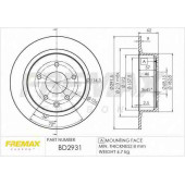 Диск торм. зад.[292x9] 5 отв.(MIN2) <b>FREMAX BD2931</b>