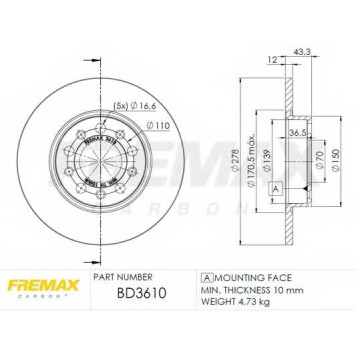 Тормозной диск FREMAX BD-3610