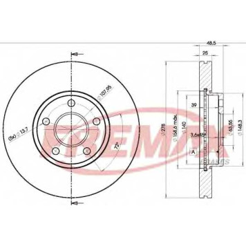Диск торм. пер. вент.278x25 5 отв.MIN2 <b>FREMAX BD3963</b>