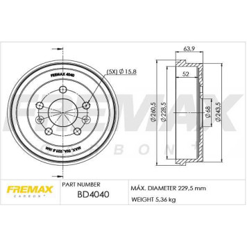 Барабан тормозной рено Duster , Kaptur 4x4 <b>FREMAX BD4040</b>